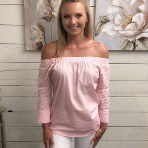 3/4 Sleeve Off Shoulder Top - Pink